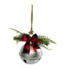 For Festive Metal Christmas Bells Ornament with Holly Berry and Checkered Bow Decoration for Holiday Events and Home Display