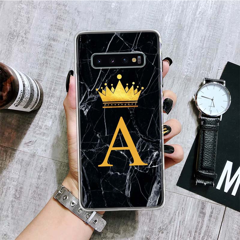 

26 Letter Crown Custom A Phone Case For Samsung Galaxy S26 S25 Edge S24 S23 FE S22 Ultra S21 Plus S20 + Fundas Cover Coque Galax Samsung S24