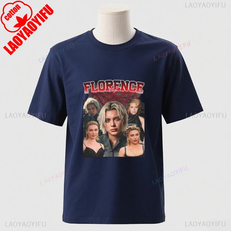 Florence Pugh Retro Graphic Tee Retro Vintage 90s Style Collage Celebrity Fan Movie Star Pop Culture Gift Breathable Casual Tees
