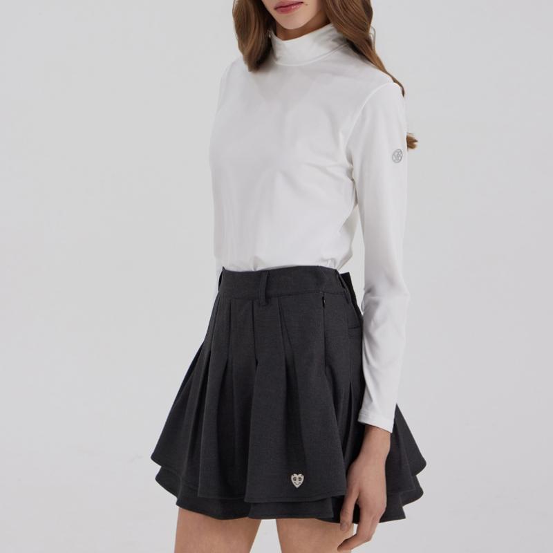 GOXO Charcoal Two Layer Skirt Metal Heart