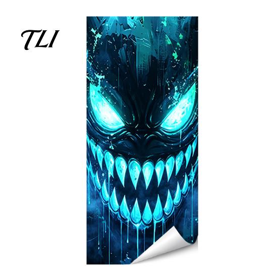 Outdoor Festive Atmosphere Decor Halloween Wall Stickers Trash Can Decal Stickers, Spooky Skull Ghost Horror for Bins Decals Garbage Cans, Waterproof