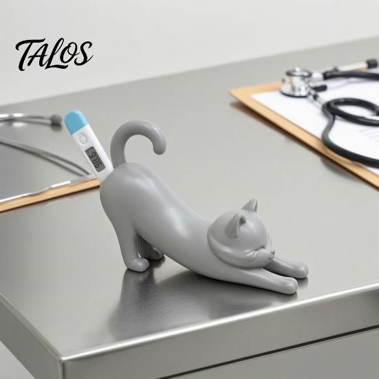 Cat Shaped Thermometer Holder 3D Printed Veterinary Holder, Dog Digital Stand, Electronic Pet for Desk Decoration Stand
