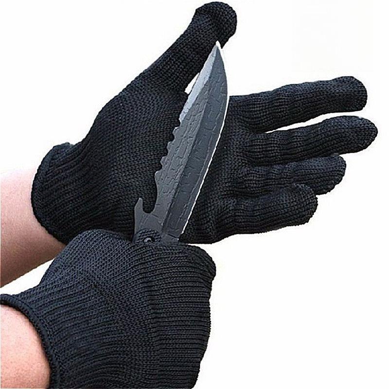 1 Pair Safety Gloves Black Anti Cutting Gloves Wear Resistant Steel Wire Metal Mesh Work Gloves Security Protection Accessories