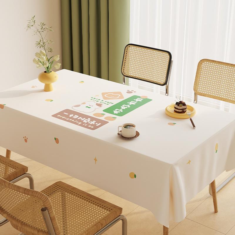 Tablecloth Waterproof, Oil-Proof And Scalding-Proof Leave-In Cartoon Dining Table Cloth Sheepskin Texture Tablecloth Thickened Coffee Table Tablecloth