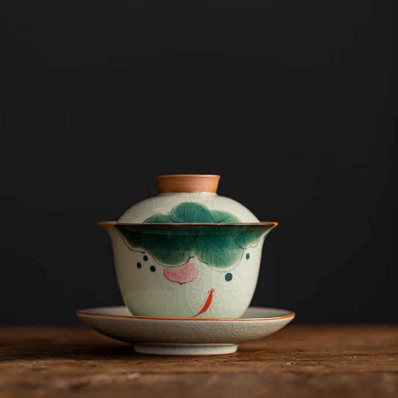 ZJ Hand-painted Ge Kiln Ceramic Gaiwan