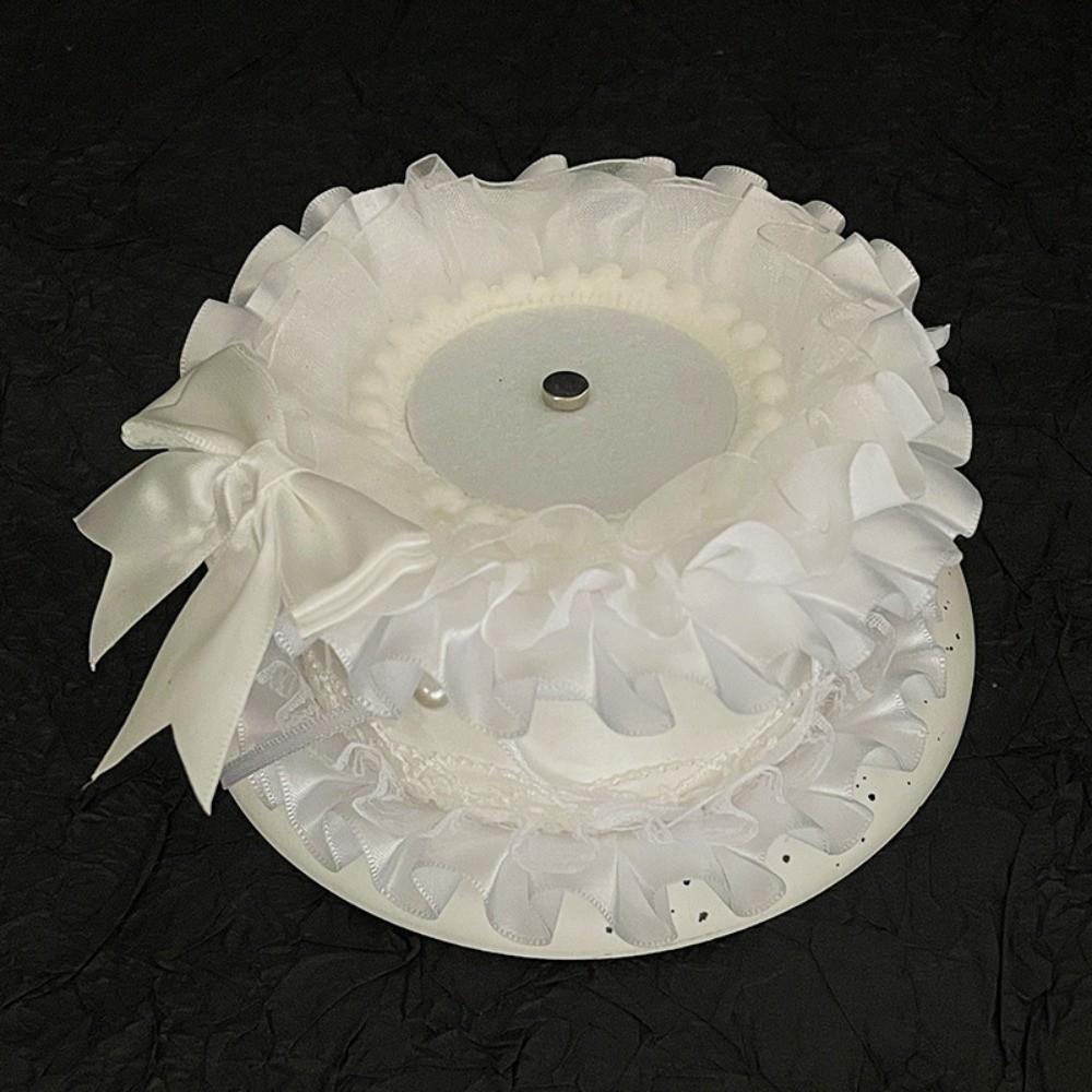 

Pearl Pins Display Base Lace Ornate Ribbon Badge Flower Badge Display Style 3 White