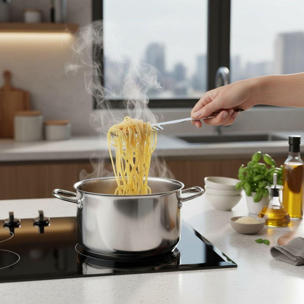 Langer Griff Spaghetti-Serviergabel Edelstahl Nudelrührgabel Lustiger Pasta-Kamm Kochen
