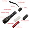 T6 Led Flashlight Ultra Bright Torch 5 Switch Modes Zoomable Focusing Bike Light 18650 Battery/AAA for Camping