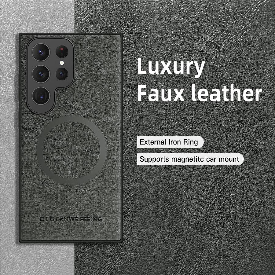 Magnetic Shockproof Cases For Samsung Galaxy S25 S24 S23 S21 FE S20 S22 Ultra Plus Retro Classic Leather For Magsafe Phone Case
