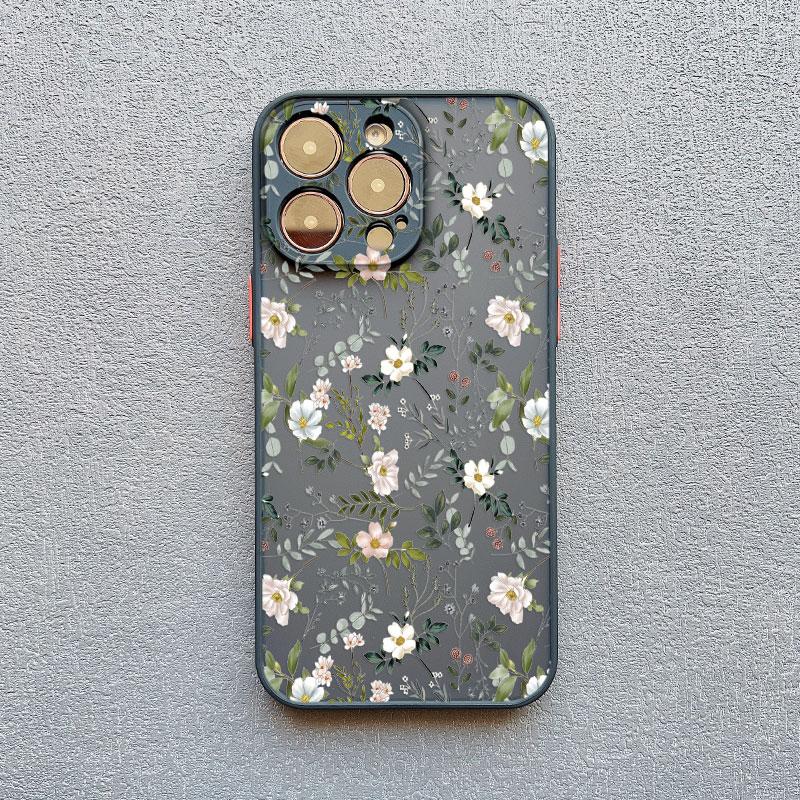 Fresh Small Flower Graphic Phone Case For iPhone 16 15 14 Pro Max Plus 17 Pro Max 13 Mini 12 11 Pro Max Shockproof Cover Fundas