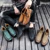 2025 Autumn and Winter New Casual Leather Shoes Large Size Hand-stitched Martin Boots Casual Cotton Middle Help Men's Shoes