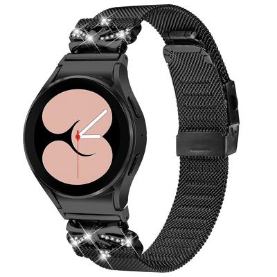 For Samsung Galaxy Watch6/Watch6 Classic Rhinestone Stainless Steel Watch Strap Black Bracelet