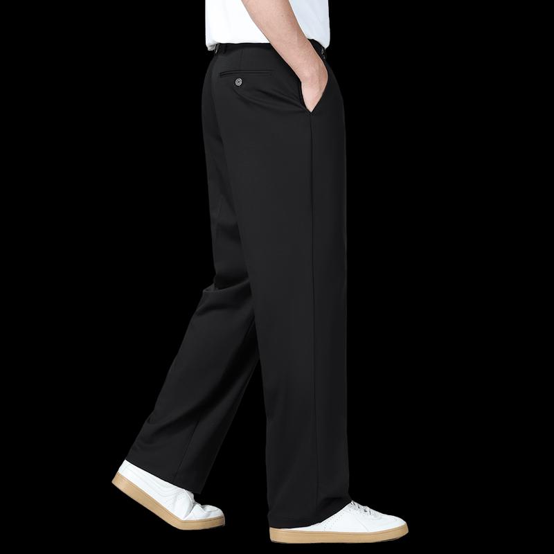VEE KELLEN Men's Summer Bamboo Blend Straight-Leg Business Casual Trousers