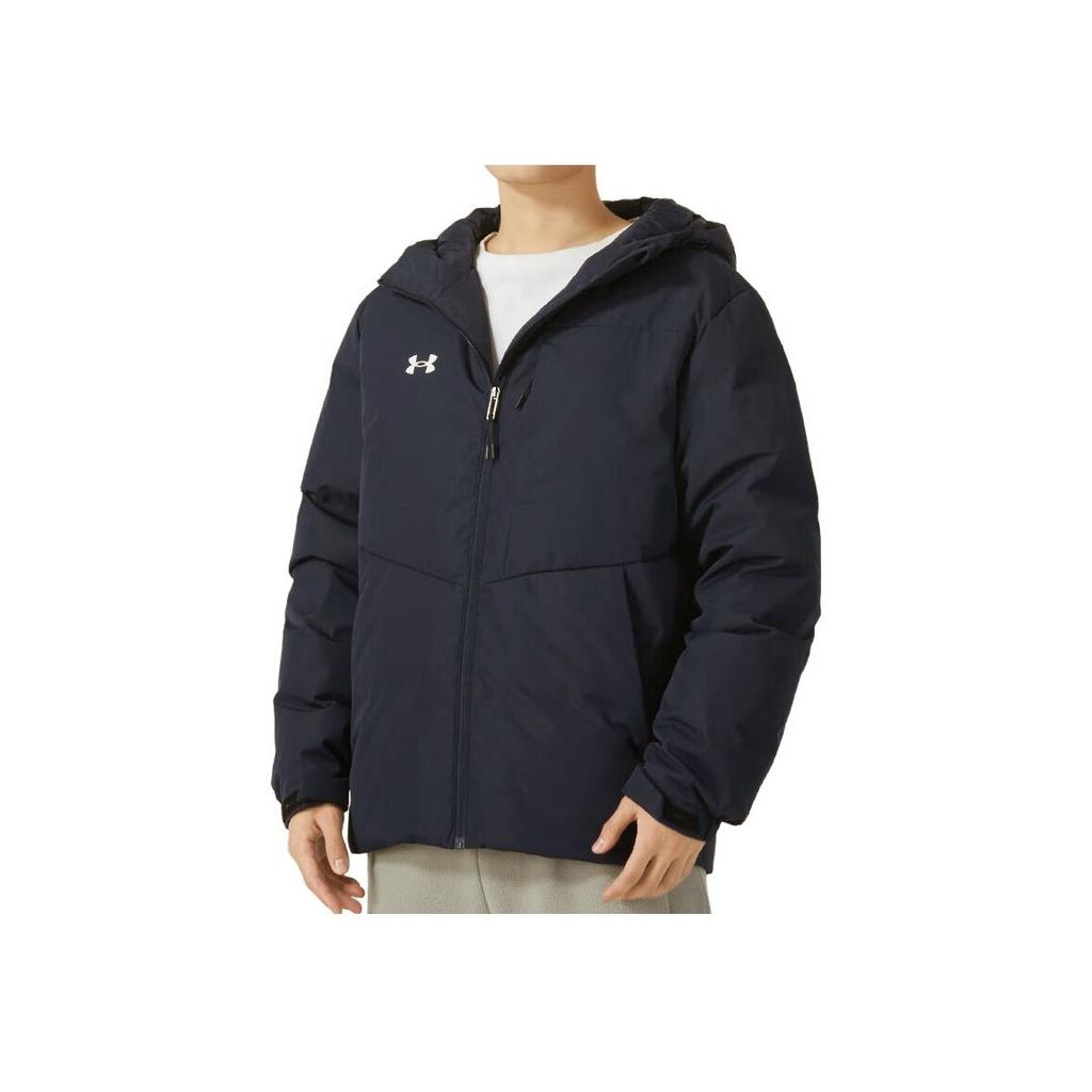 Under Armour Solid Color Casual Hooded Long Sleeve Down Jacket Unisex Jackets Navy-Blue 23600801-409