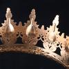 2024 New Baroque Round Wedding Crown Bridal Pageant Rhinestone Crystal Tiaras Crown Molding Headpieces For Queens And King