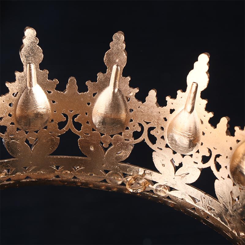 2024 New Baroque Round Wedding Crown Bridal Pageant Rhinestone Crystal Tiaras Crown Molding Headpieces For Queens And King