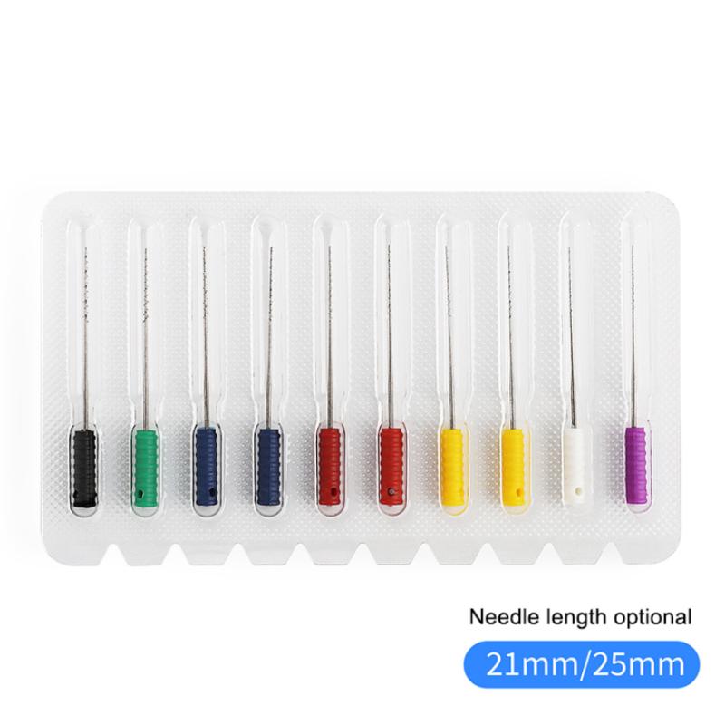 10Pcs Dental Nerve Barbed Broaches Endodontic Instruments Root Canal 21/25Mm Cleaning Hand Use Files Handle Dentistry Tools