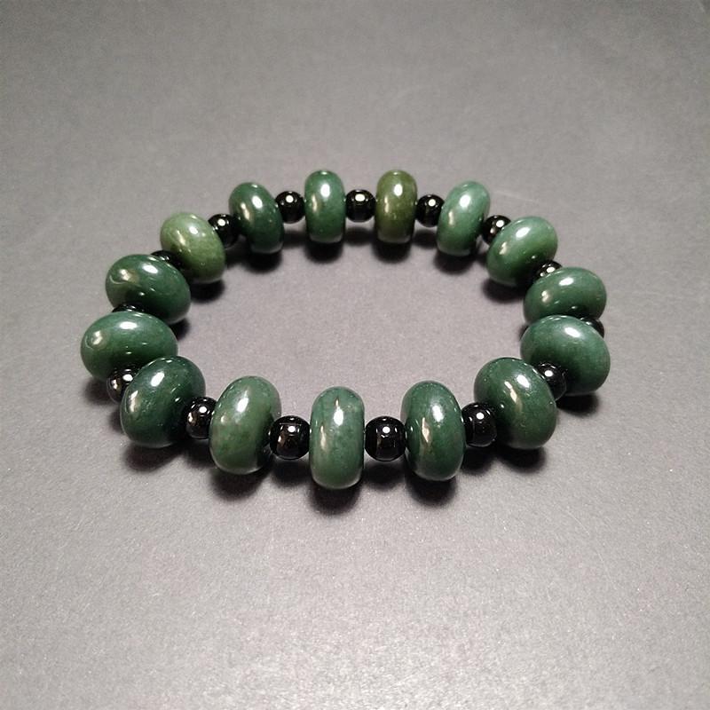 Hetian Ethnic Style Green Jade Bead Bracelet with Abacus and Gourd Design