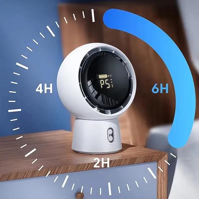 5000mAh Bladeless Wireless Table Fan Rechargeable Portable Fan 5 Wind Speeds Mini Desktop Fans For Bedroom Home Office Camping