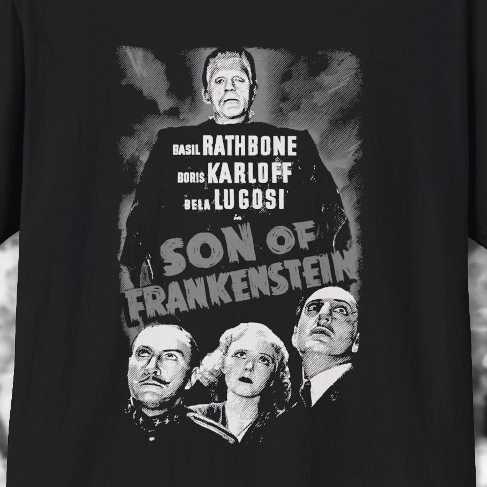 Son of Frankenstein Shirt | Vintage Horror Movie Tee | Boris Karloff Bela Lugosi Graphic T-Shirt | Classic Monster XL