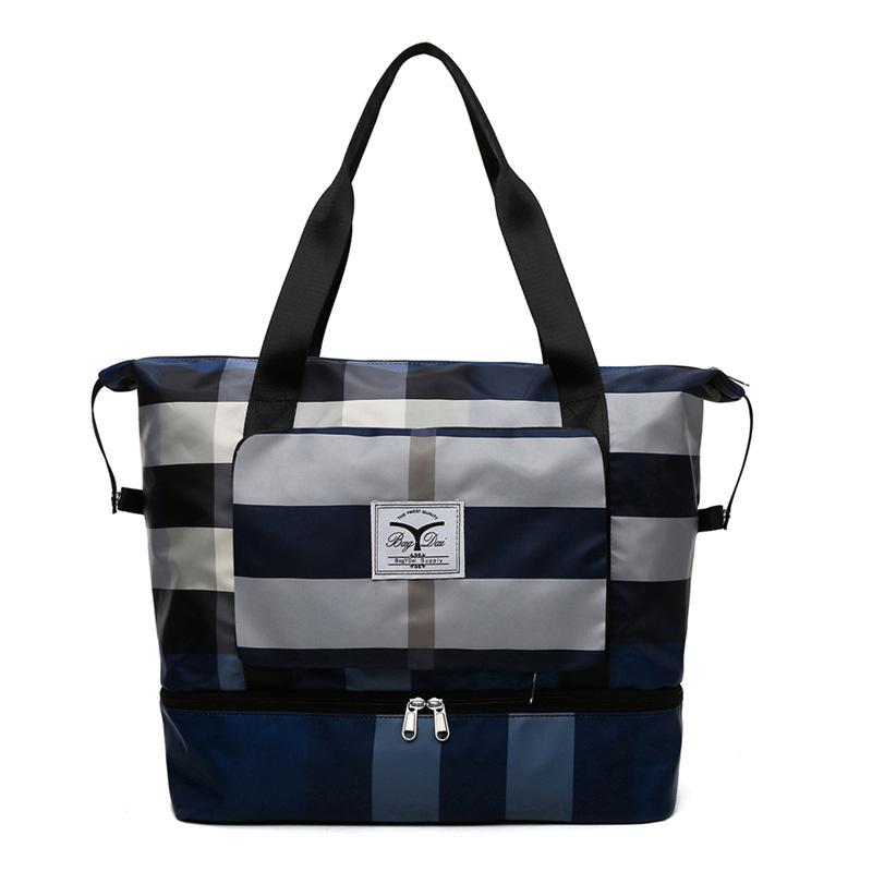Fashionable Plaid Travel Bag: Lightweight, Foldable, Wet/Dry Separation, Ideal for Gym and Short Trips