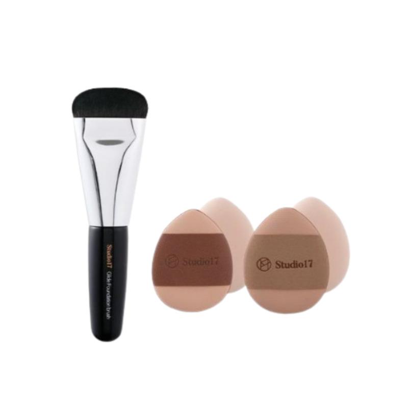 STUDIO17 Skin-Fit Base Makeup Kit (Mini Brush + Finger Puff 4P)