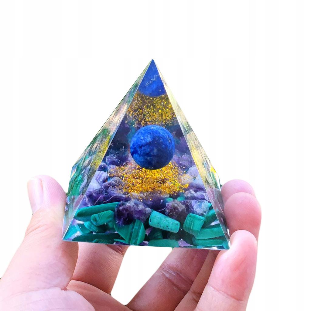 Pyramid Orgonite + Led Lamp Base 5Cm Crystal Stones Amulet 5Cm Hx21