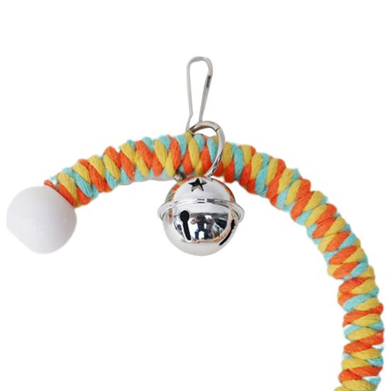 Juguete de columpio para loros con cascabel, juguetes para escalar, cuerda de algodón colorida, pájaro colgante trenzado