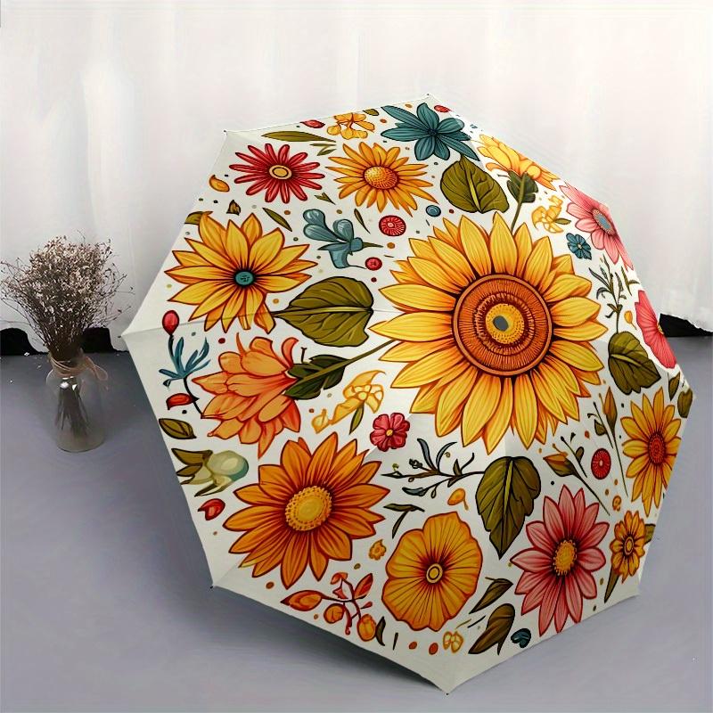 1pc Sunflower Mandala Design Umbrella with Plastic Handle,Suitable for All Seasons Home Travel Outdoor UmbrellaB1620