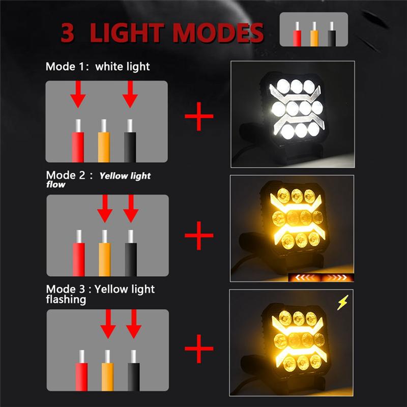 Car Led Work Light 4 Inch Strobe Headlight White Yellow Offroad Driving Spotlight Fog DRL Light For Truck Cars Suv Boat