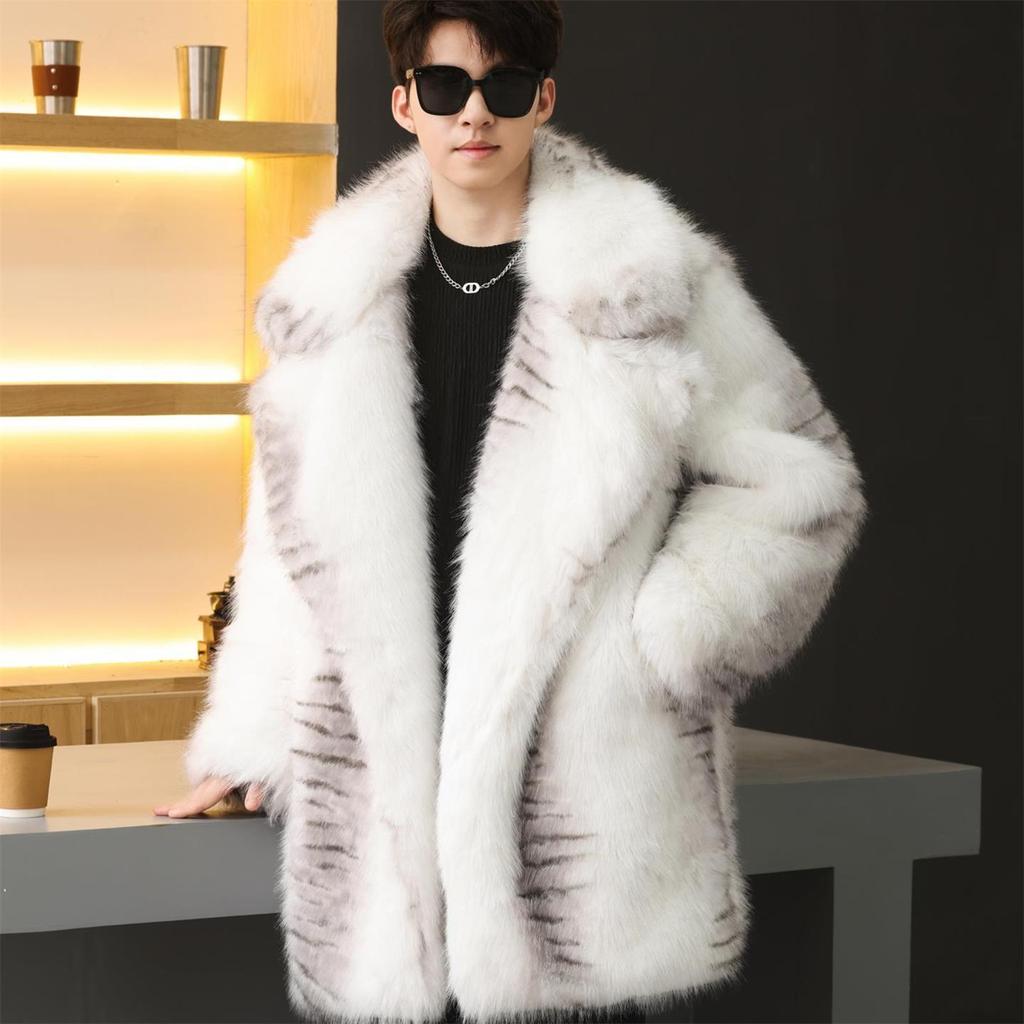 Herren Wintermantel Neu Umweltfreundlicher Künstlicher Imitationspelzmantel Verdickt Warm Große Größe Locker Plüschmantel Lederjacke Trendy