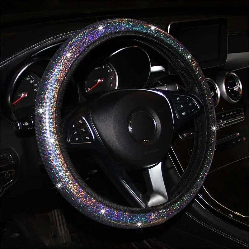 38CM Car Steering Wheel Cover Diamond Wheel Cover for Women Steering Wheel Cover Universal Anti-Slip Car Styling Accessories