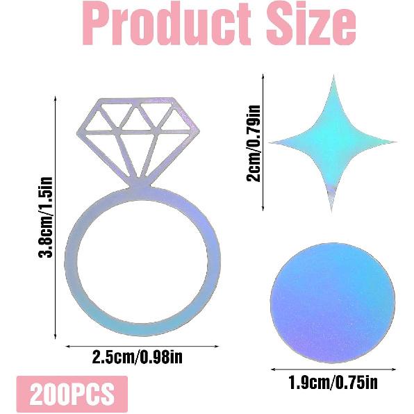 200Pcs Iridescent Birthday Party Confetti, Bachelorette Party Table Confetti Bride Diamond and Ring Shape Paper Confettis for Engagement