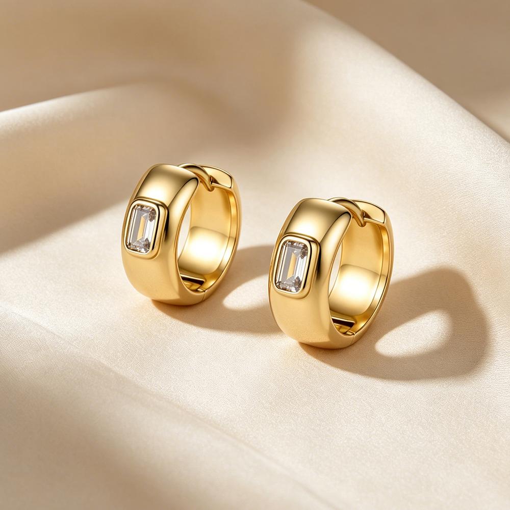 Damila New Trendy Copper 18K Gold Plated Zircon Hoop Earrings Jewelry for Women Girls