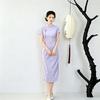 Purple is sent to test the national style, new Chinese style, daily Suzhou long cheongsam, improved young 1011 new women's high sense
