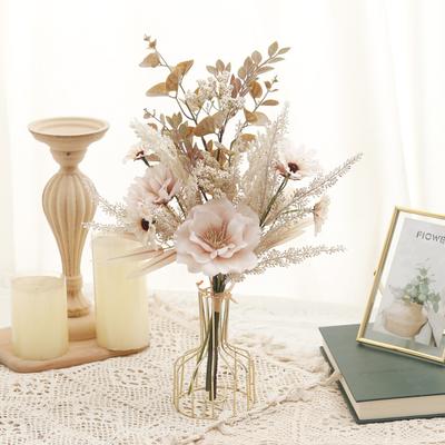 Peony Artificial Flowers Silk Poppy Daisy Peony Mixed Simulation Flower Bouquet Home Table Decoration Fake Plants Wedding Decor