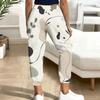Women Plus Size Abstract Printed Jogger Pants Drawstring Waist Side Pockets Cuffed Ankle