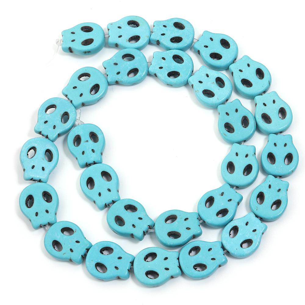 

1 Strand Natural Turquoise Stone Beads Flat Ghost Head Shape Loose Beads DIY Bracelet Necklace Jewelry Making Accessories 15x13mm-26pcs синий