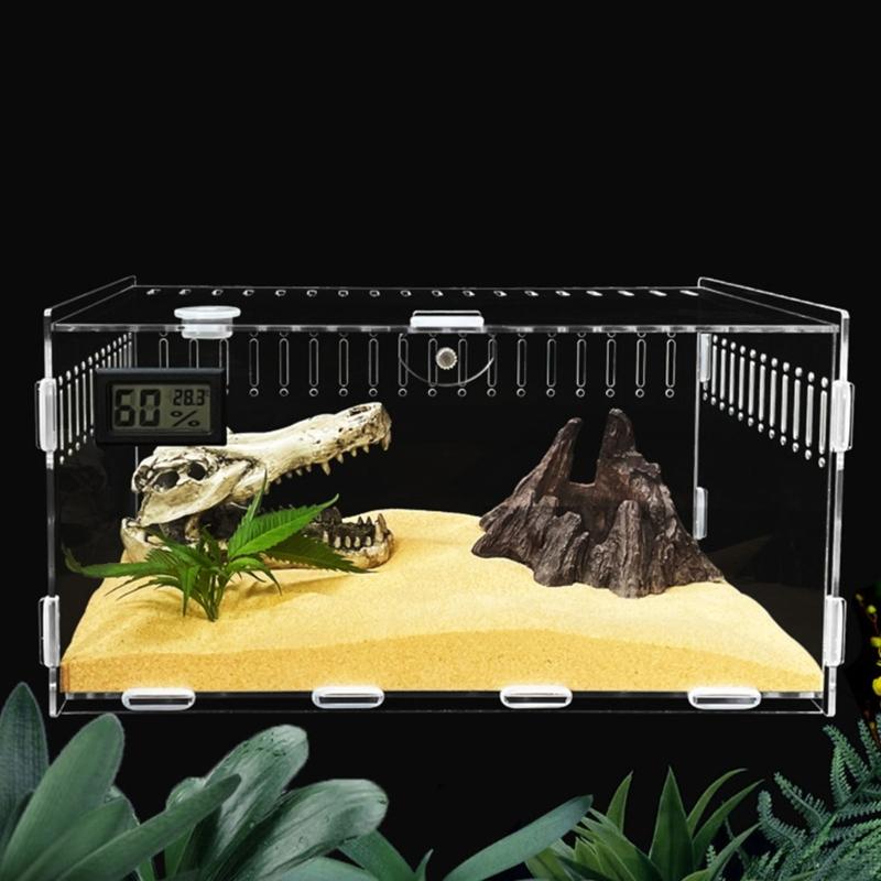 Insect Feeding Box Acrylic Clear Breeding Case for Spiders Reptiles Lizards Centipedes Small Snake 2 Size