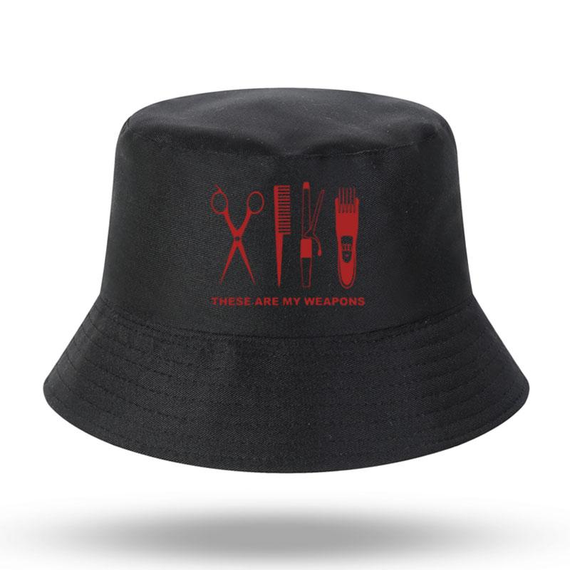 Barbier Friseur Waffe Print Herren Damen Fischerhut Outdoor Panama Angelhut Fischerhut Harajuku Angelhut