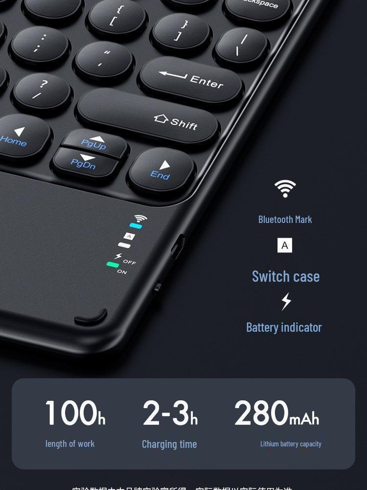 Compatible Bluetooth Keyboard with Magnetic Attachment for iPad, Huawei Phone, and Tablets - Round Key, Touch, and Wireless Charging Features