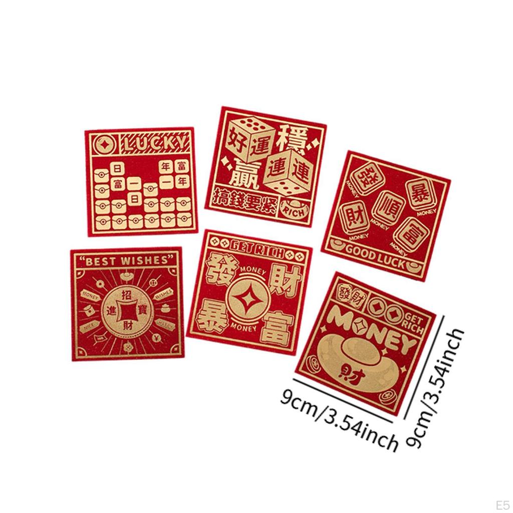 6 Pieces Chinese Red Envelopes Packets Hong Bao Spring Festival Supplies for Wedding