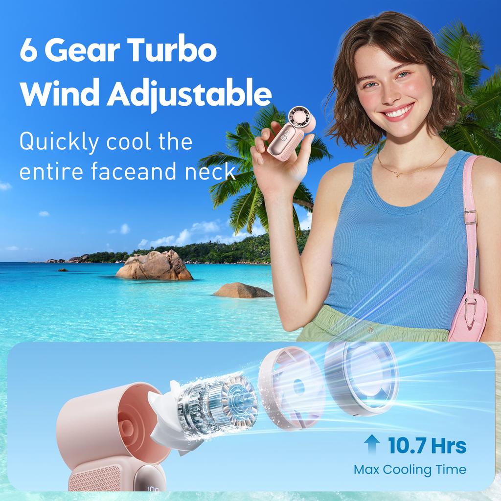 Mini Ventilatore Portatile ad Alta Velocità Portatile Turbo Ventilatore Tascabile per Viaggi all'Aperto