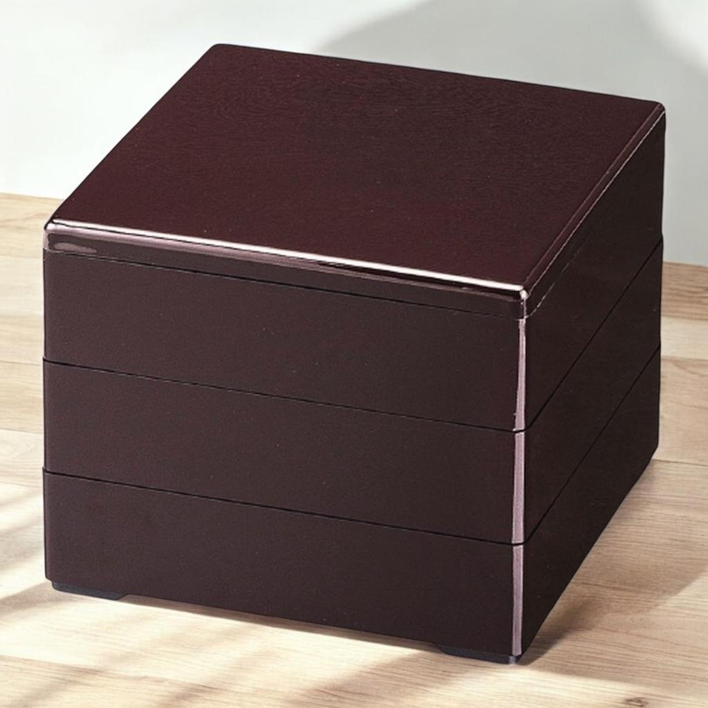 Lakované Jubako Vyrobeno v Japonsku J-kitchens Třípatrová krabička, 7,0 palce, Barva Shintame, 21,0 cm, Pryskyřice,