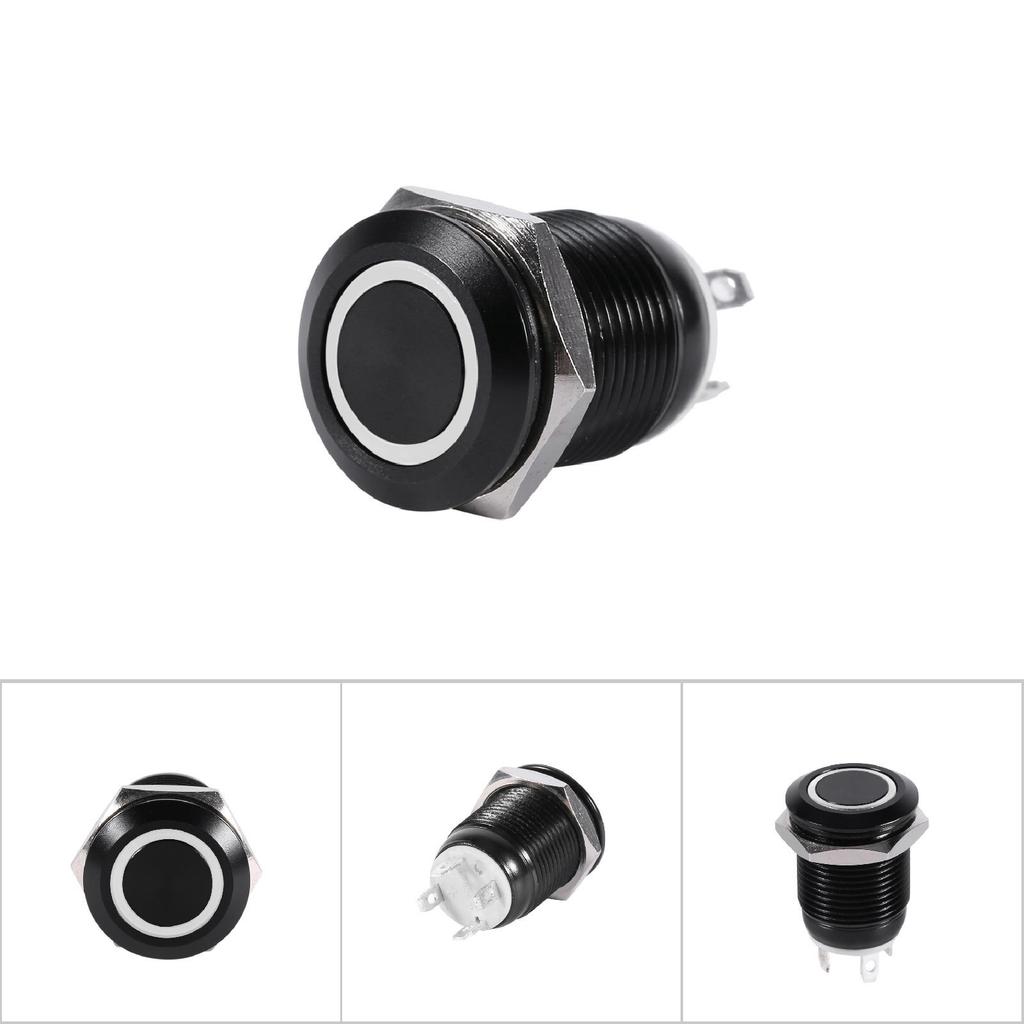 Car 12mm LED Light Momentary Push Button   Toggle Black Case 2A