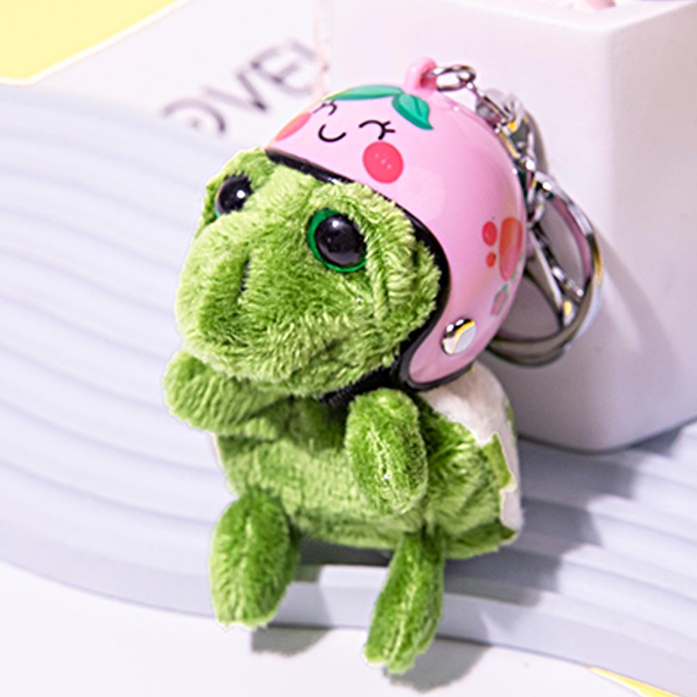 Nieuwe Helm Draagende Schildpad Schattige Pluche Schildpad Hanger Tas Accessoires Feest Cadeauzakje Bedeltje beige
