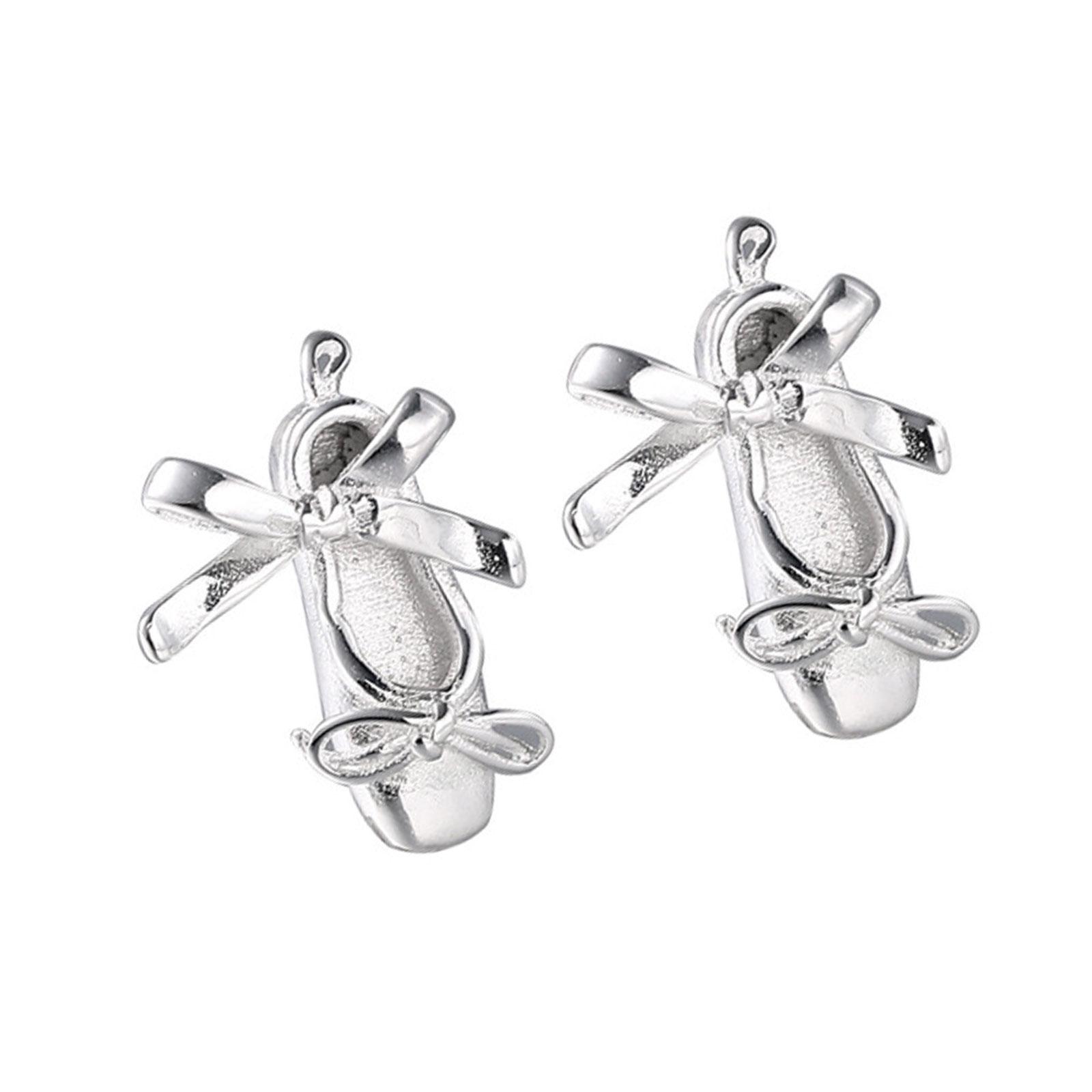 

Изысканные серебряные серьги-пусеты в виде балетных туфелек, милые серьги-пусеты в виде балетных туфелек, аксессуар для добавления элегантности любому образу