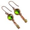 Peridot Earrings Gemstone Jewelry, Copper Electroformed Earrings, Handmade Jewelry Birthstone Earrings, Gift For Him