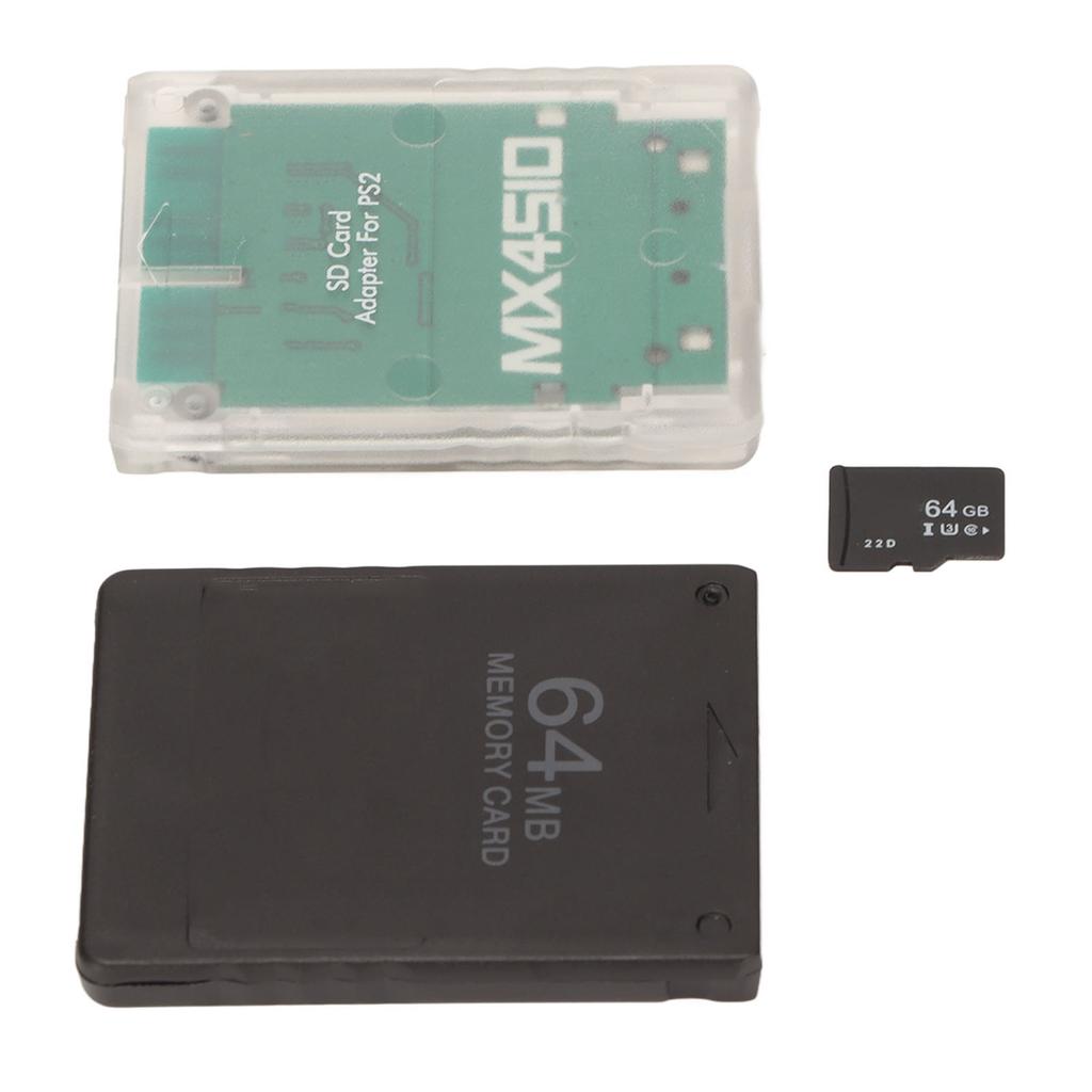Memory Card Reader Stable Replacement Memory Card Adapter with 64G Memory Card and FMCB 64MB Game Card for