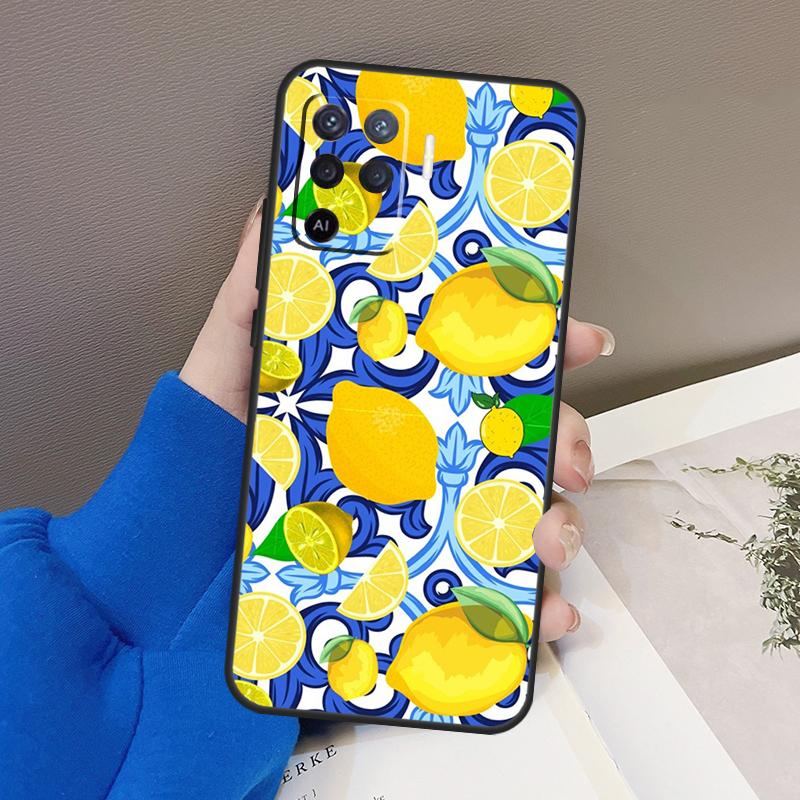 Mediterranean Lemon Case For Oppo A94 A74 A54 A80 A60 A40 A18 A38 A58 A78 A98 A96 A76 A16 A15 A17 A57 A77 A5 Pro